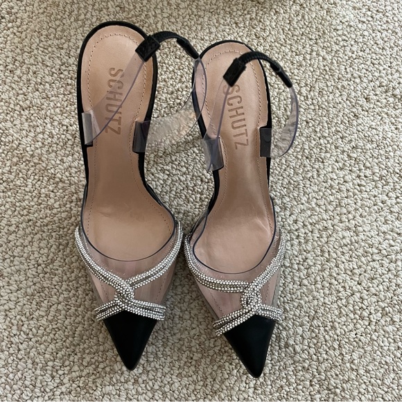NWT Schutz Julie Slingback Heels Vinyl / Napa Leather Women’s size 6.5 - Picture 3 of 12